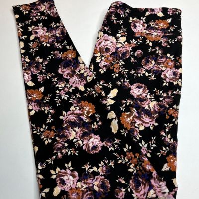 NEW LuLaRoe OS Leggings BLACK PURPLE Pretty Cabbage ROSE RUSTIC Vintage Romantic