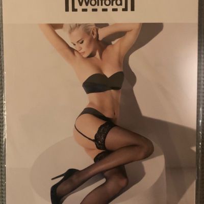 New WOLFORD SEXY AFFAIRE 10 Lace thigh high STOCKINGS Black size M