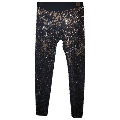 Express Black Sequin High Rise Leggings Stretch Pull On XS