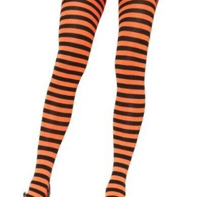 Way To Celebrate Halloween Orange W Black Stripe Tights - Size Small/Medium NEW!