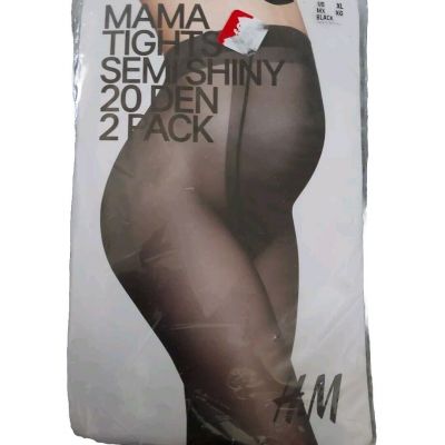 H&M Mama Tights Semi Shiny US Size XL Black New in Package 2 PACK 20 Denier