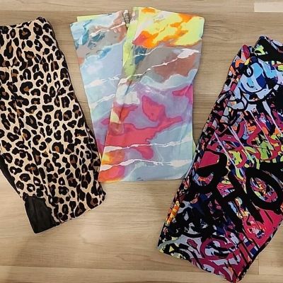 Set Of 3 Butter Soft Funky Fun Leggings Small/medium