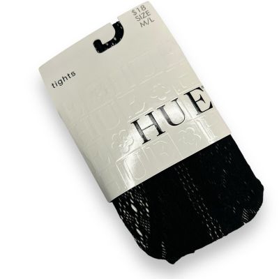 HUE Multi Texture Net Tights Womens N/ L Black 1 Pair NEW