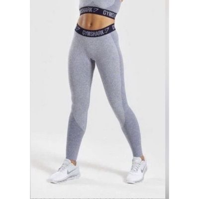 Gymshark Flex High-Waisted Seamless Leggings Size S Steel Blue Marl/Navy Blue