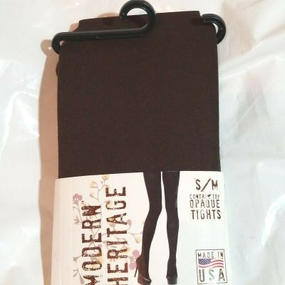 New  MODERN HERITAGE Control Top Opaque Tights Size S/M 100-150 lbs.Made in USA