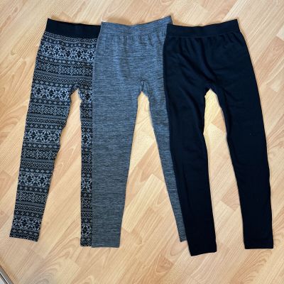 Womens Wallflower LOT of Three black gray And Christmas leggings sz XS/S