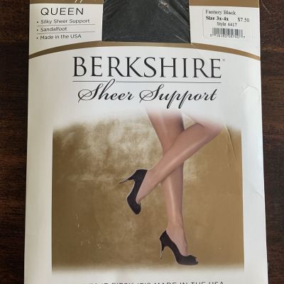 Berkshire Sheer Support 3x-4x Black Sandalfoot NOS Queen Style 4417