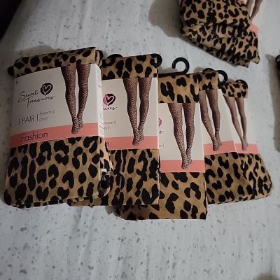 Secret Treasures Lot Of 8 Women Leopard Print Tights Small Med Large