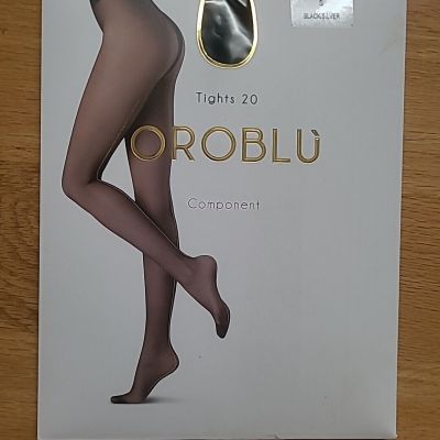 OROBLU Riga Lux Component Tights 20 Den  Black/Silver Back Seam, Size S