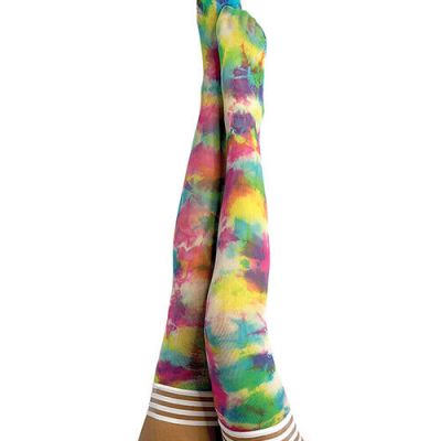 KIX'IES GILLY TIE DIE BRIGHT COLOR THIGH HIGH STAY UP STOCKINGS SIZES A-D