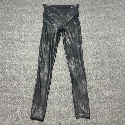 Spanx Leggings Metallic Small Womens Faux Leather Black Pants