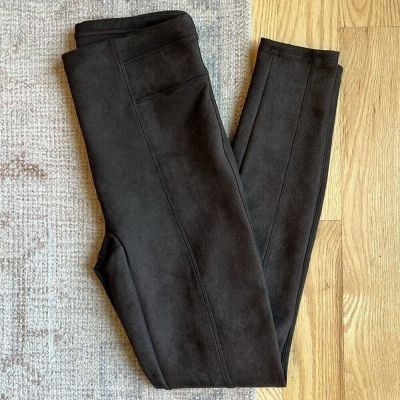 SPANX Chocolate Brown Faux Suede Leggings Size Small