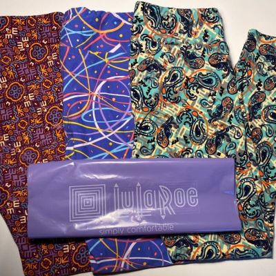 LuLaRoe 3 Pairs Long & Curvy One Size Multicolor Ankle Buttery Soft Leggings