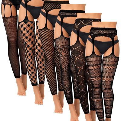 Bencailor 6 Pairs Women Fishnet Footless Tights High Waist Suspender Pantyhos...