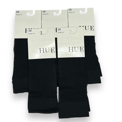 Hue One Size Fits Most Black Pindot Knee Hi Socks Sheer 5 Pair