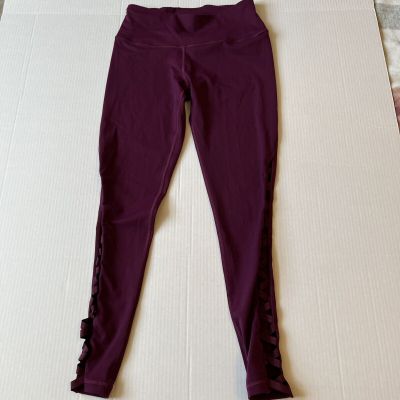 Victoria's Secret Sport Sz S Leggings Shimmer sides detail Burgundy Running Yoga