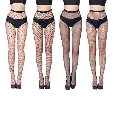 GARTOL High Waisted Fishnet Tights Stockings Women 4 Pairs High Waist Sheer F...