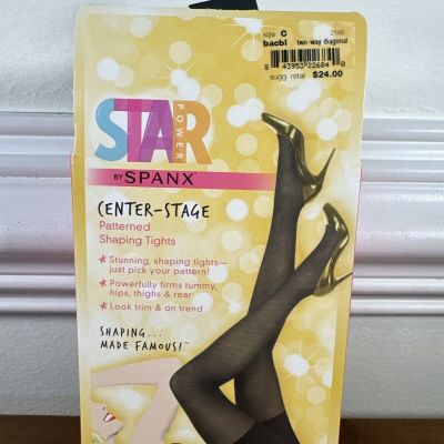 Star Power Spanx Center-Stage Patterned Shaping Tights Two-Way Diagonal Black C