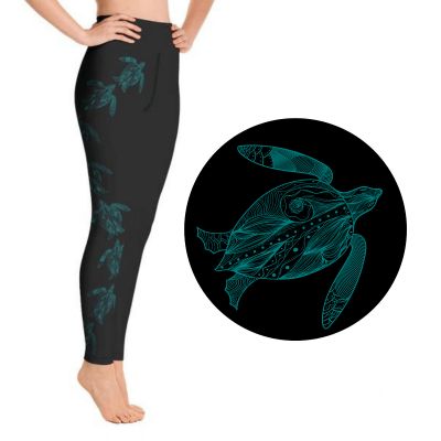 Sea Turtle High Waisted Stretch Leggings Long Workout Yoga Pant Fitness XL