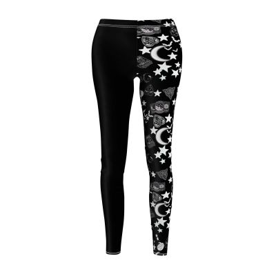 Gothic Bold Women's Monochromatic Witchy Space Energy Leggings - Casual Style