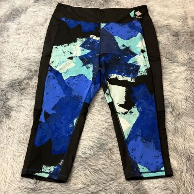 Lularoe 3X Rise Fearless - blue, black Yoga Capris Leggings Workout Gym Pants