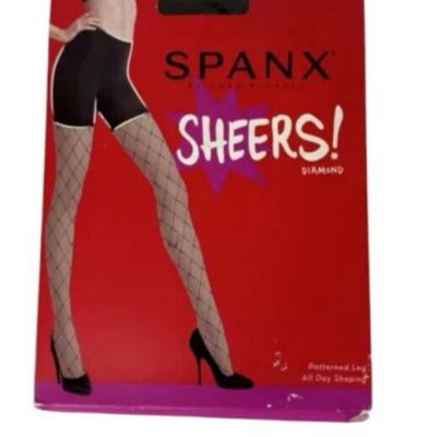 Spanx Sheers Diamond Pattern Pantyhose Pattern Leg Size C Black New 8513