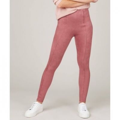 NWT Spanx high waist faux suede pink rich rose leggings L