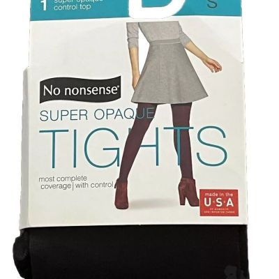 No Nonsense Super Opaque Tights Control Top Black Size S NWT- Made In USA