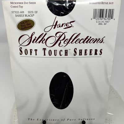 Vintage Hanes Silk Reflections Soft Touch Sheers Barely Black Sz EF Control Top