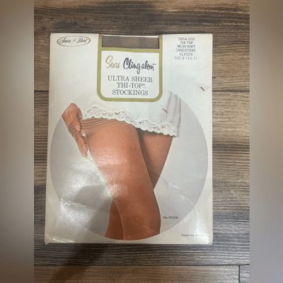 Vintage sears thigh high stockings cling-along the top ultra sheer sexy nylon