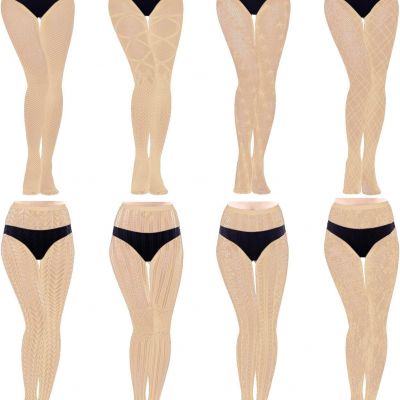 8 Pairs Lace Tights Fishnet Floral Stockings Lace Patterned Tights Small Hole Pa