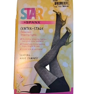 Spanx Star Power Center-Stage Nouveau Patterned Shaping Tights Black Size C