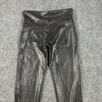 SPANX Faux Leather Shiny LEGGINGS-# 2437 Medium Tall Black Pull On Yoga Casual