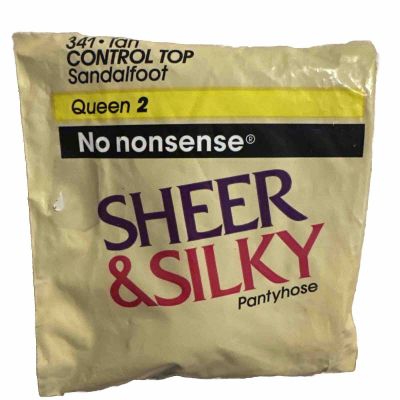 No Nonsense Queen 2 Pantyhose Control Top Ultra Sense Sandalfoot Sheer Silky Tan