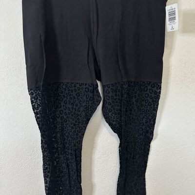 Torrid Black Flocked Leopard Print Leg Full Length Leggings Size 2XL