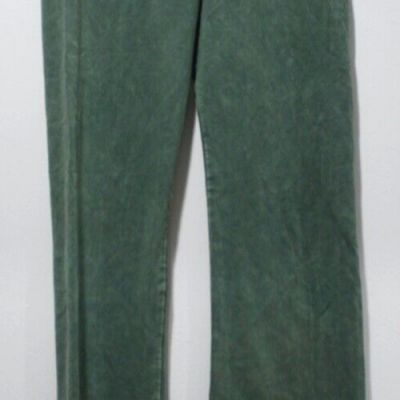 T-Party Flared Bootleg Fold Over Mineral Washed Green Yoga Pants Size S