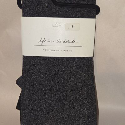 NWT Ann Taylor LOFT Black/Gray Textured Tights Size Small