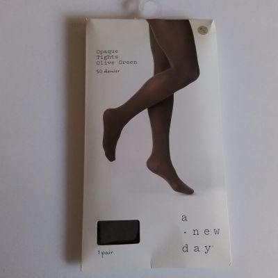 A New Day Women's 50Denier  Opaque Tights Olive Green Size M/L