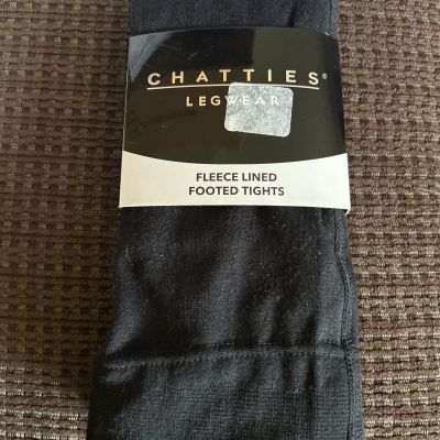 Chatties Women's Black Fleece Lined Footed Tights Legwear  S/M