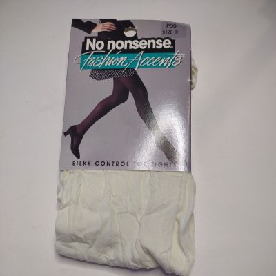 Vtg 1990s Tights No Nonsense Fashion Accents Silky control top Sz B Ivory P39