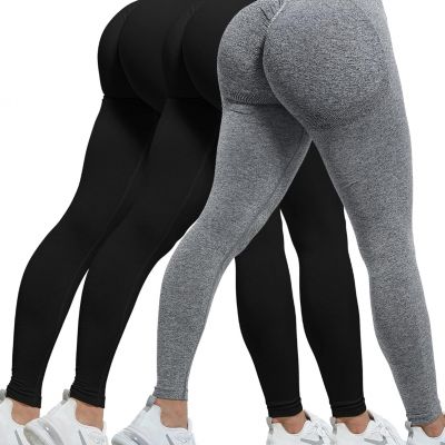 3 Piece Workout Leggings Sets for Women, Gym Scrunch Butt Butt Lifting Seamless