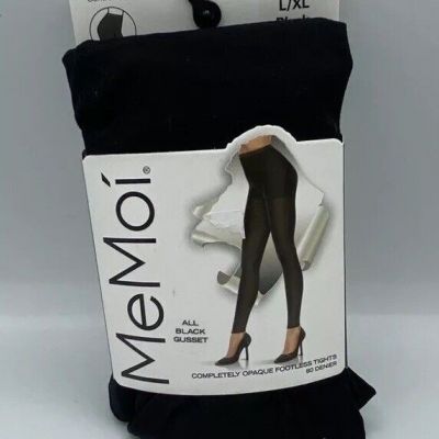 Memoí Completely Opaque Footless Tights Size L/XL Black New