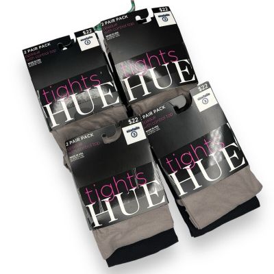 HUE Opaque Control Top Tights Womens Size 3 U3271 8 Pairs New Putty Black