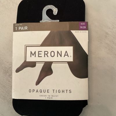 Merona Plus Size 1X/2X 5’5”-5’11” 190-245 lbs Opaque  Black Tights ~NWT