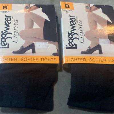 Legs Wear Tights LIGHTS Black Size B Control Top LOT OF2 Leggs Tights NEW