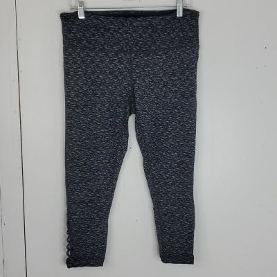 Prana Leggings Cropped Lattice Cutout Side Busy Print Mid Rise Workout WOmens XL