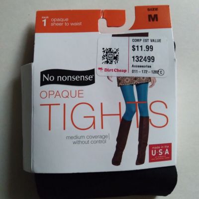 No Nonsense Opaque Tights, Black, Medium