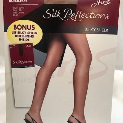 Hanes 115 Silk Reflections Control Top Pantyhose & Knee High Little Color Sz AB