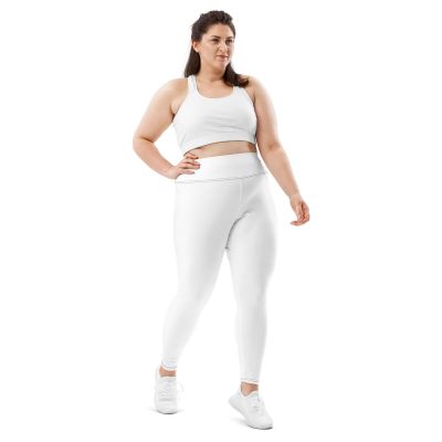 All-Over Print Plus Size Leggings - White Casual Plus Size Leggings