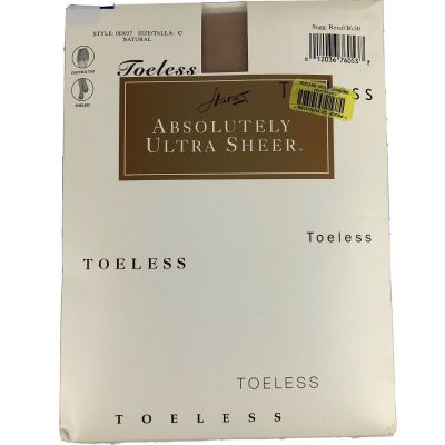 Hanes Absolutely Ultra Sheer Toeless Pantyhose Size C Natural 0D037 Vintage Set